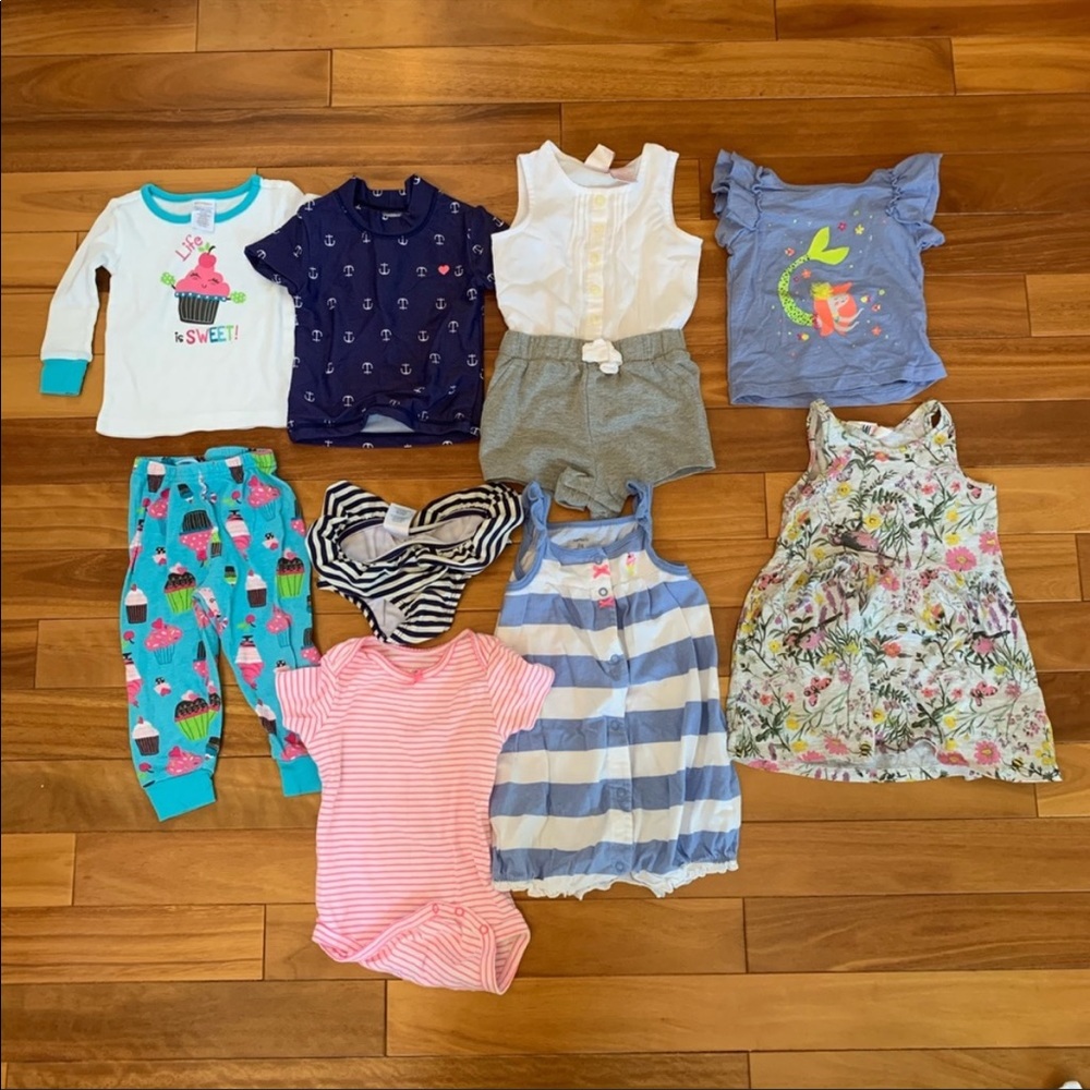 Lot Bundle of girl pajama, shirt swimsuit, dress